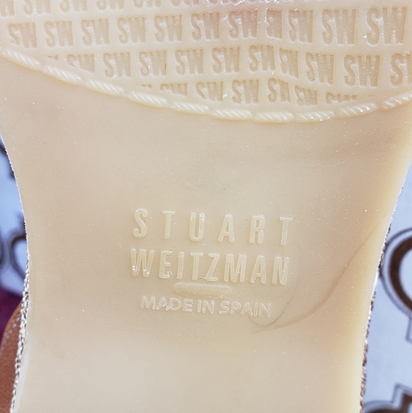 Stuart Weitzman Roman Mail Tri Gold Flat Ankle Strap Sandal Size 8 - Picture 4 of 10